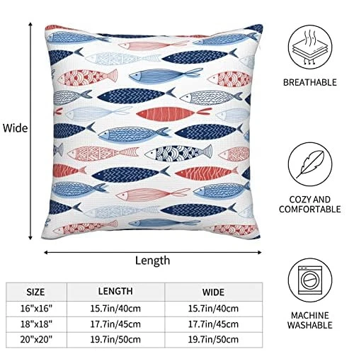 Juego de 2 fundas de almohada decorativas de lino para peces  Foto 2 de 4