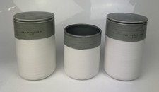 Gray & Willow Ceramic Cylindrical Storage Jars X3 - Grey & White Gloss & Matt.