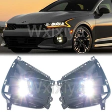 Pair LED Daytime Running Light For Kia K5 DL3 2021 2022 Head Fog lamp Clear Lens