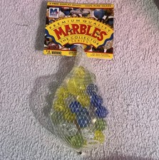 Mega Marbles Collector Series Glass Marbles Mesh Bag w/ Display Rings Spaghetti