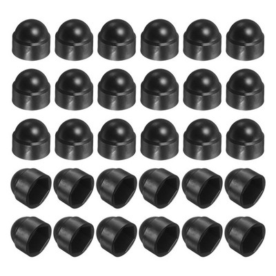 30Pcs Nut Protection Cap, M16x23x27mm Hexagonal Screw Protection Cap (Black)