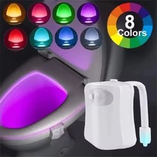 LED Toilet Bathroom Night Light PIR Motion Activated Seat Sensor 8Color Changing
