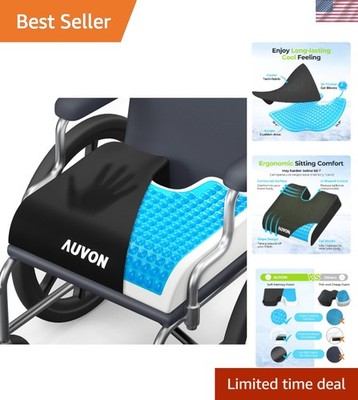 Cooling Gel Seat Cushion with Anti-Slip Cover - Ideal for Wheelchairs & Chairs