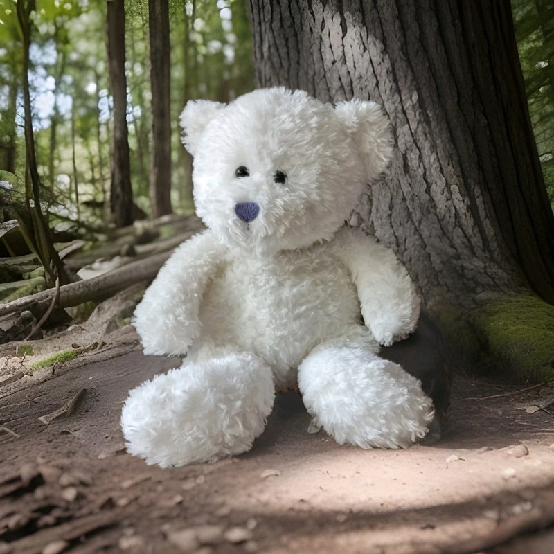 RBI White Teddy Bear Purple Nose 16" Stuffed Animal Pretend Play 