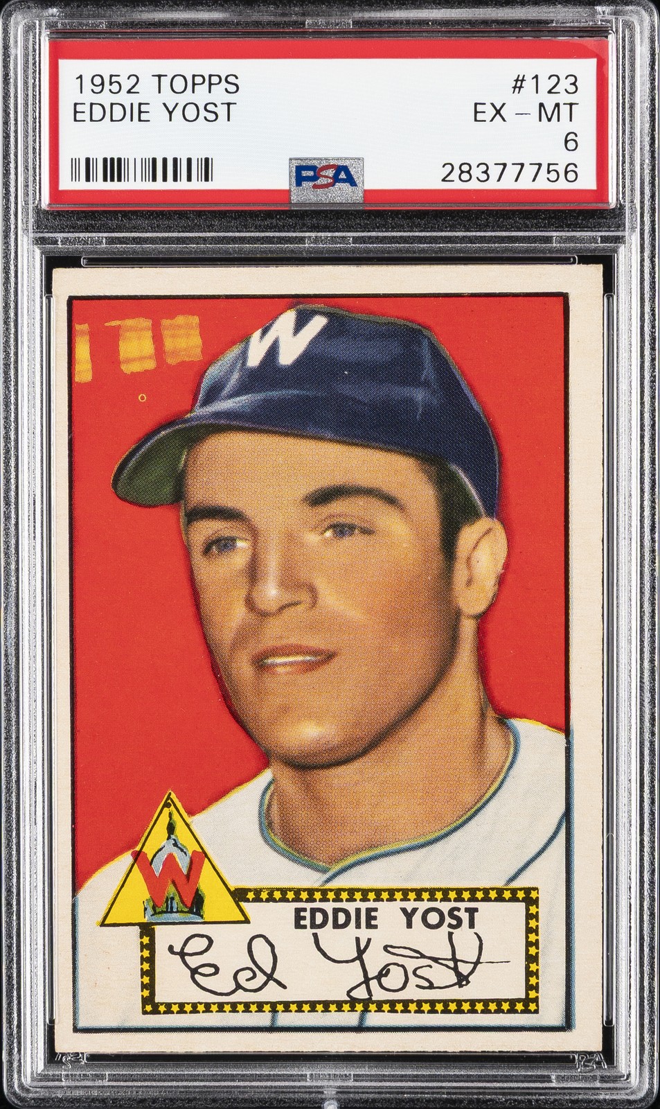 1952 TOPPS #123 EDDIE YOST PSA 6