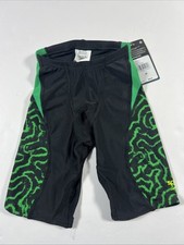 Speedo Swimsuit Race Maze Jammer Boys Youth Swim Competitive 22 Black Green NWT