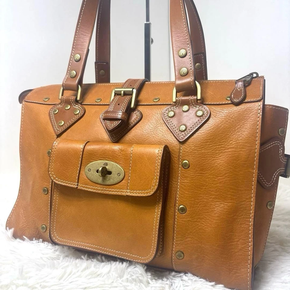 Bolso de Mano Mulberry Usado Cuero Marrón Herrajes Dorados 25cm Altura Foto 2 de 4
