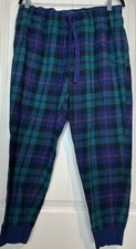 Old Navy Green Tartan Plaid Flannel Pants L Lounge PJ Match Jogger Casual