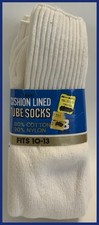 Vtg 80s Mens Cushion Lined White Tube Socks Sz 10-13 - 3 Pairs Cotton/Nylon P77