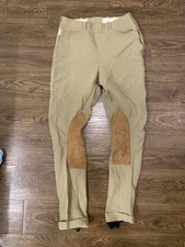 The Tailored Sportsman Tan Side Zip Trophy Hunter Breeches Riding Pants Size 26