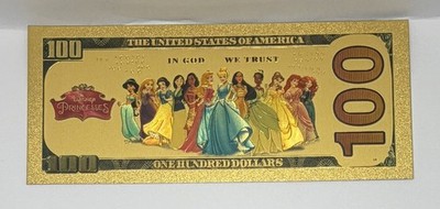 Disney Princesses Cinderella 24k Gold Foil Plated Collectible Novelty Banknote