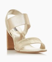 Dune London Womens Leather Heeled High Sandals in Gold