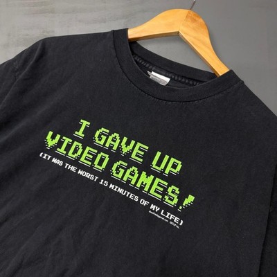 Vintage Video Games Graphic Tee Black Funny Gamer Pixel Art Shirt Large