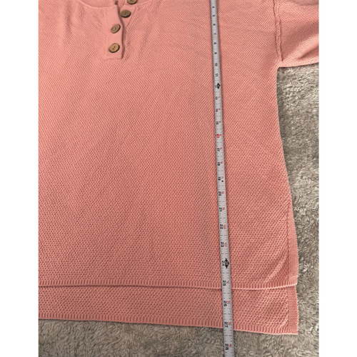 Blush Pink Knit Short Sleeve Henley Sweater Pants Matching Lounge Set Womens L - Picture 2 of 7