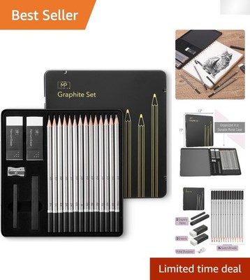 19-Piece Sketch Pencil Set for Drawing - Includes Graphite Sticks & Accessories