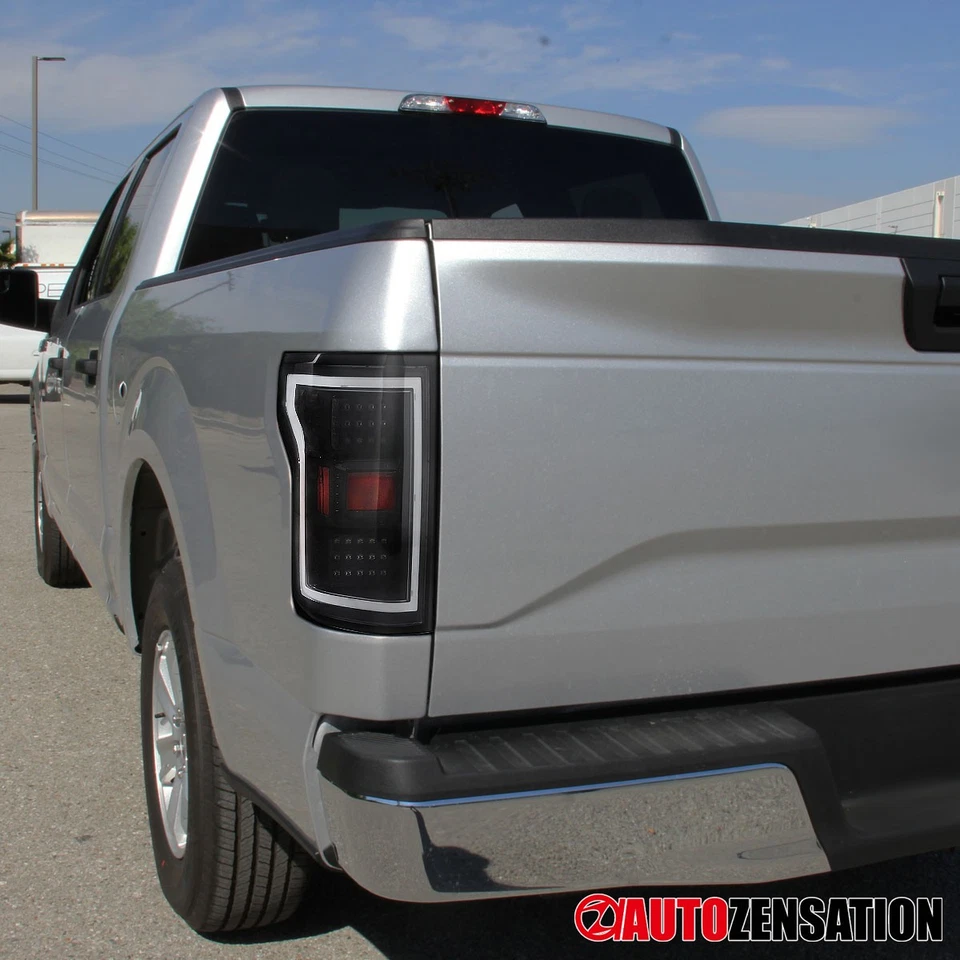 Fit 2015 2016 2017 Ford F-150 Full LED Black Tail Lights Brake Lamps Left+Right Foto 2 de 4