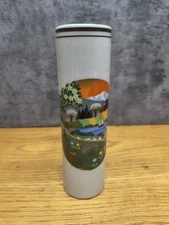 Vintage Reutter Porzellan Porcelain Flower Vase West Germany Naive Design 7 Tall