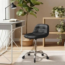Rolling Stool Chair with Wheels, Height Adjustable stool with Back Black