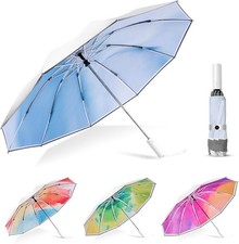 UPF 50 UV Protection Travel Umbrella, Auto Folding Compact Portable Windproof