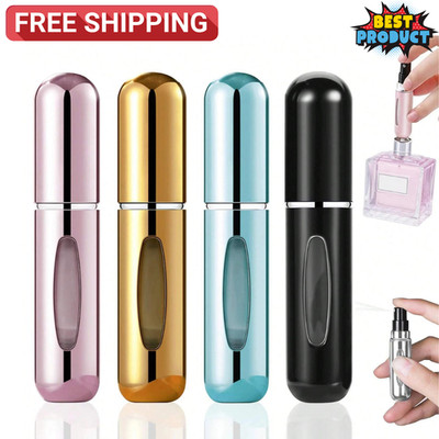 4Pcs Refillable Travel Portable Perfume Atomizer Bottle Spray Pump Case 5ML NEW
