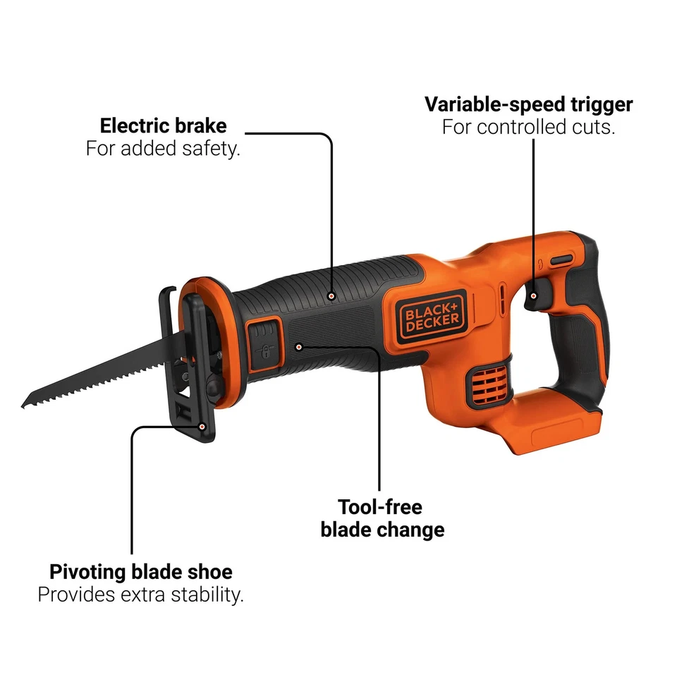 Sierra recíproca de litio BLACK+DECKER 20V Max* - BDCR20B Foto 3 de 4