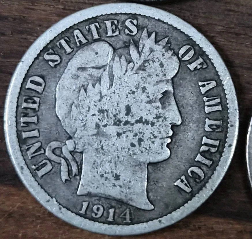 6 Barber Silver Dimes, 1907o, 1908d, 1909p, 1912d, 1913, 1914p 3liberty dtail - Image 4 of 4