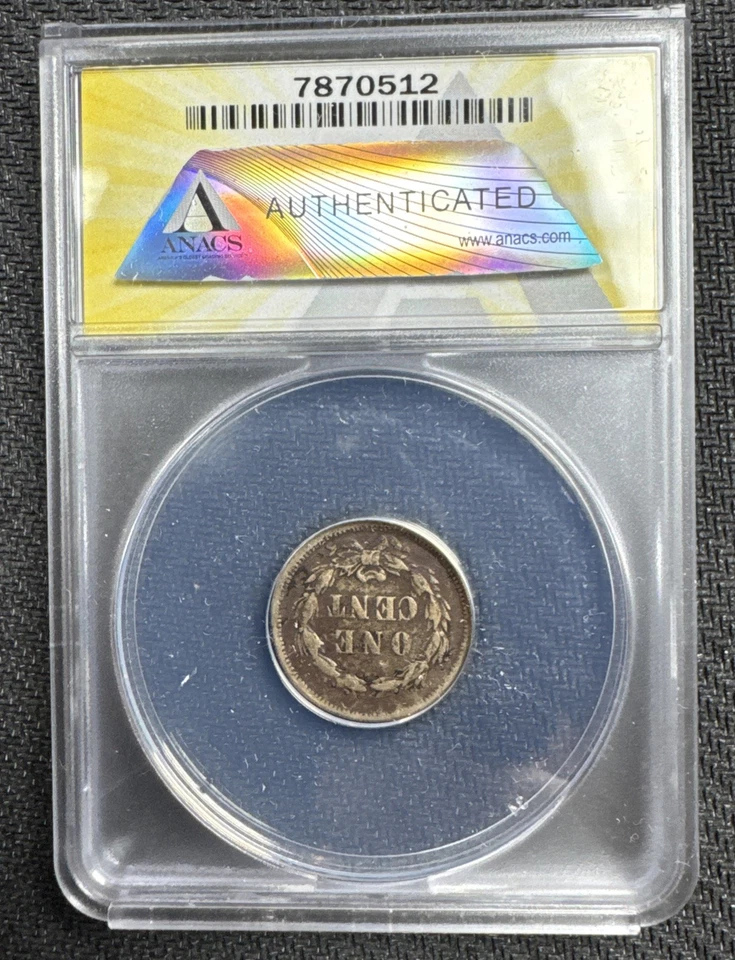 1859 Indian Head Cent - ANACS VF  20 Newly Graded / New Holder  corroded - Image 4 of 4