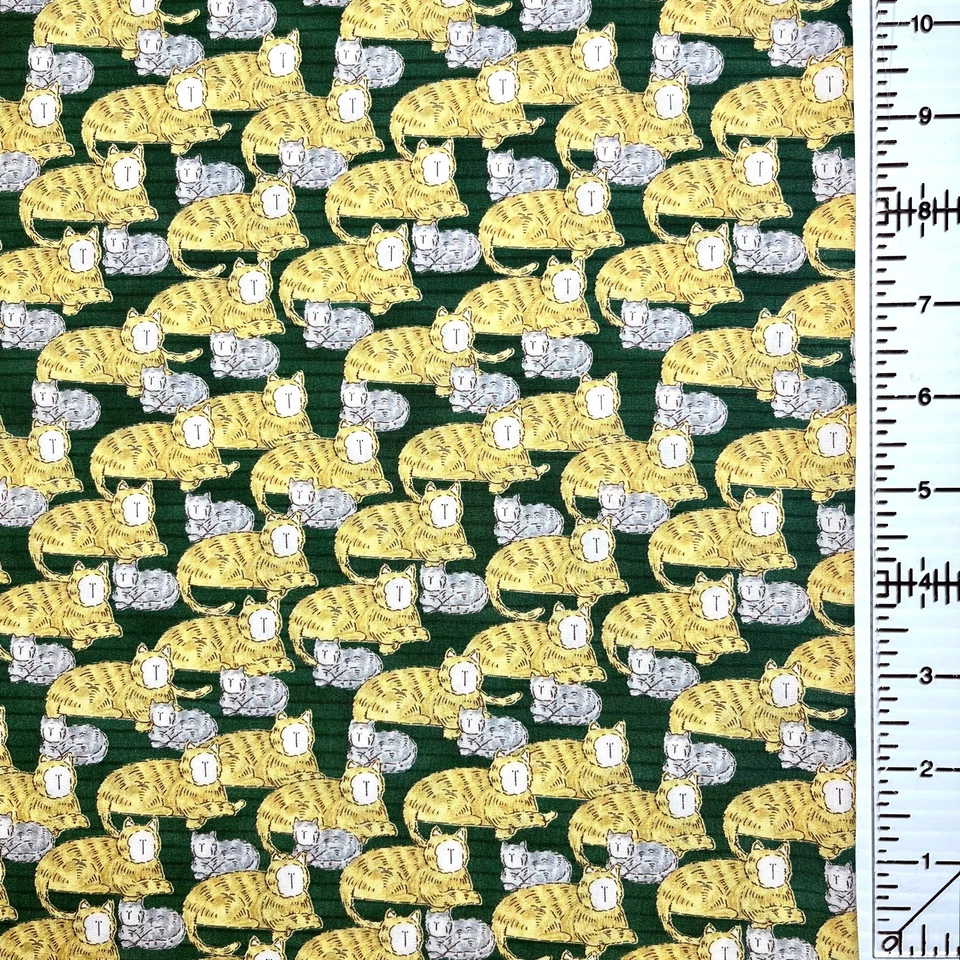 Moda Country Store by Deb Strain Cats on GREEN Fabric 1 YARD 100% Cotton - Image 4 of 4