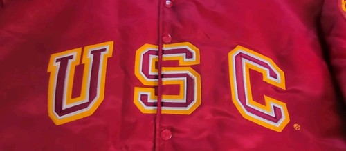 VINTAGE RARE COLOSSEUM CLASSIIC RED YELLOW USC TROJANS SATIN JACKET SIZE XL - 第 4/8 張圖片