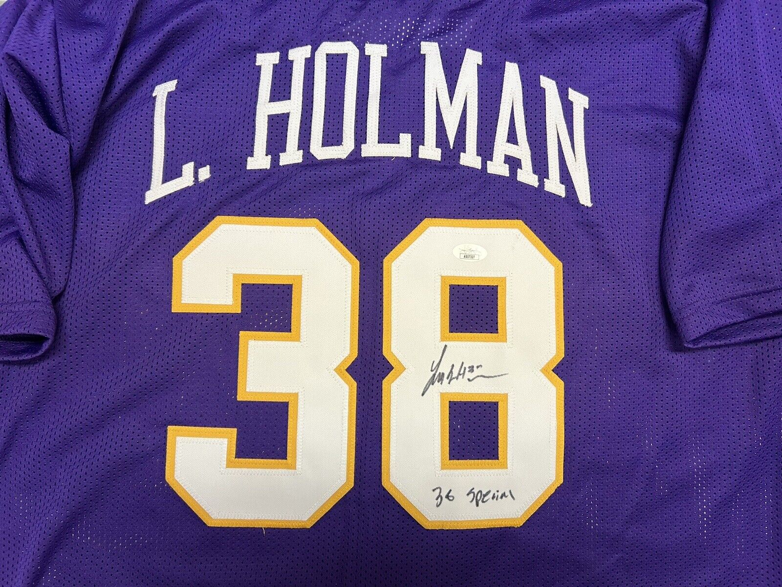 Luke Holman LSU Tigers Signed Custom Jersey 38 Special  Inscription JSA Cert