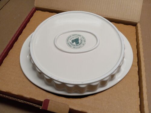 Longaberger Pottery Woven Traditions Ivory Quiche Dish - USA - NIB - Picture 3 of 6