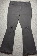 YMI Women's Size 20 Black Highrise Distressed Stretchy Wide Leg Jeans