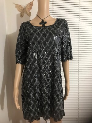 NEW MONO RENO Women's Sequin Dress Color Grey Small Mix Material Keyhole  Back | eBay