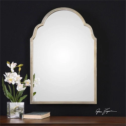 Uttermost Brayden Contemporary Metal Petite Arch Mirror in Silver Finish - Picture 2 of 4