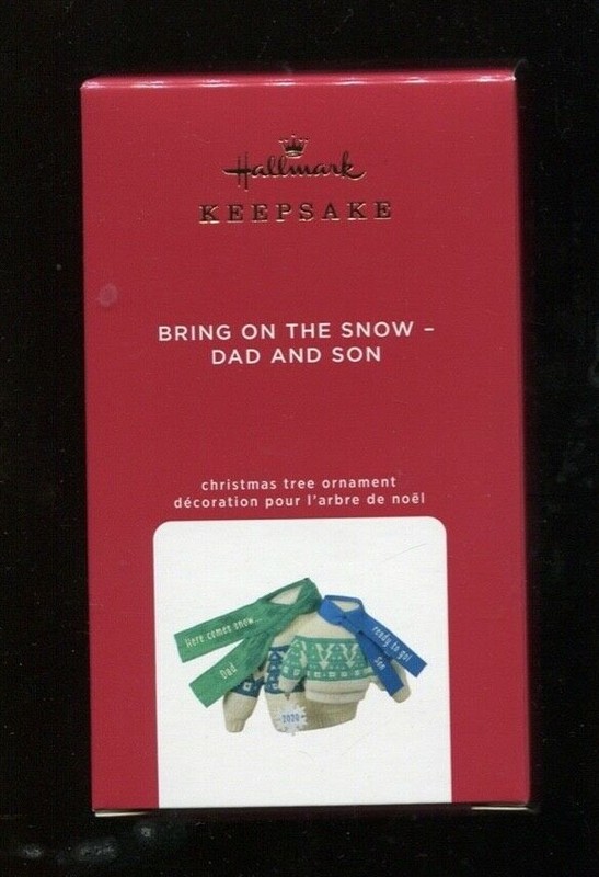 2020 Hallmark Ornament -BRING ON THE SNOW - DAD AND SON - New In Box