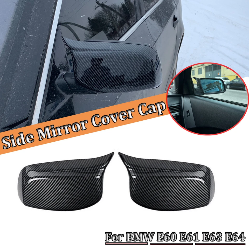 2X Mirror Cover Cap Carbon Fiber 51167078360 For BMW 5 Series E60 E61 528I 530I Foto 2 de 4