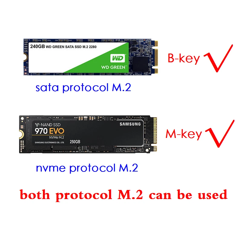 M.2 NVME SSD Key M Key B SSD to U.2 SFF 8639 Adapter Card Converter for PC
