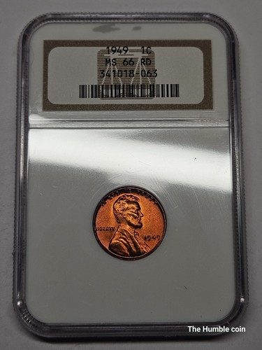 1949 Wheat Cent PQ+ Mega Red (NGC MS66RD) 25LD - Afbeelding 1 van 6