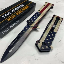 Tac Force 3CR13 Steel Blade American Flag Aluminum Outdoor 7.5" Pocket Knife 