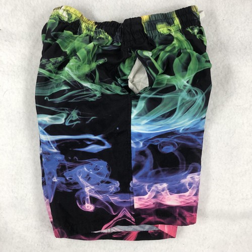 Swim Shorts Boys 14 Blue Black Smoke All Over Print Pockets Lined 27 x 7 - Picture 7 of 12