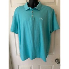 Tommy Bahama Turquoise Polo Shirt Casual Comfort L/G