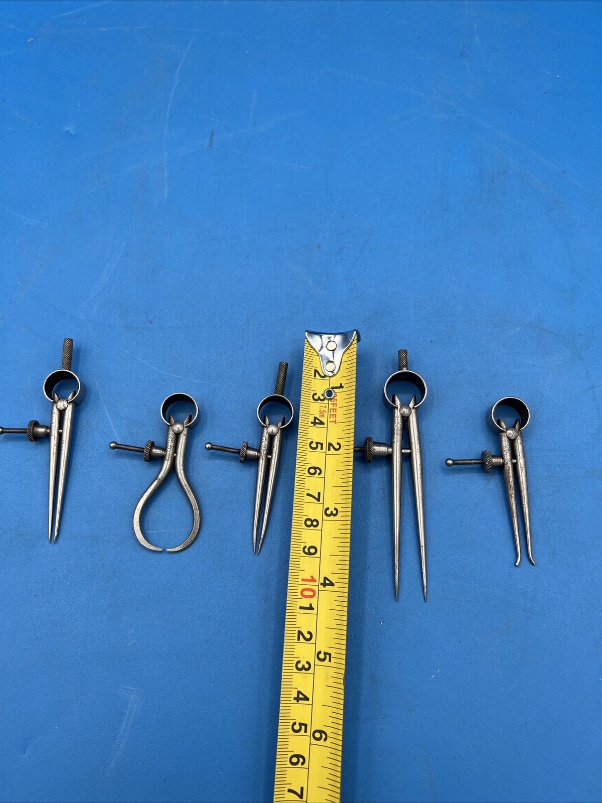 Lufkin Rule Co LOT 5pc Calipers Dividers Inside Machinist Woodworking