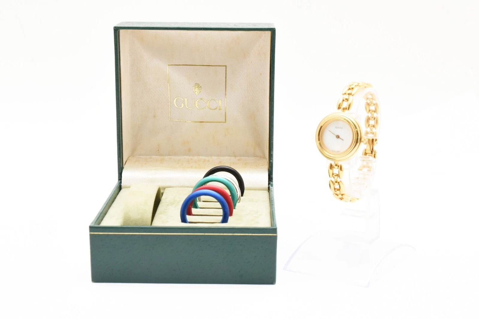 [EXC+5 avec boite] Gucci lunette changeante 11/12,2 6 couleurs montre femme quartz Japon
