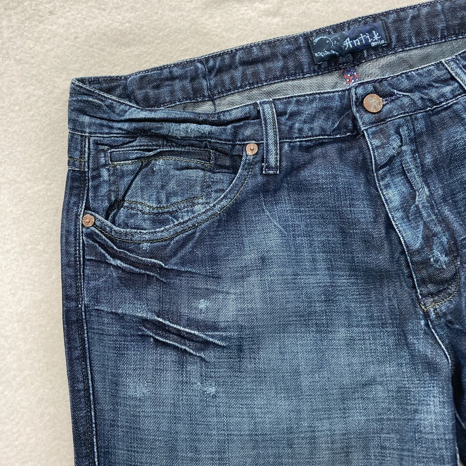 Antik Denim Jeans Mens 36x34 Relaxed Straight Dark Blue Denim Grunge Hip Hop Y2K - Image 4 of 4