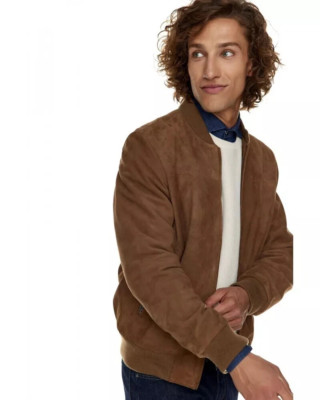 Brown Suede Leather Jacket Men Bomber/Flight Size XS S M L XL XXL Custom Made