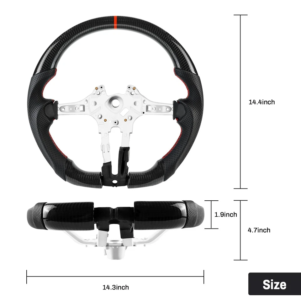 Спортивный руль из настоящего углеродного волокна для BMW M5/M6/M8/F10/F90/F06/F12 Classic - Изображение 2 из 4