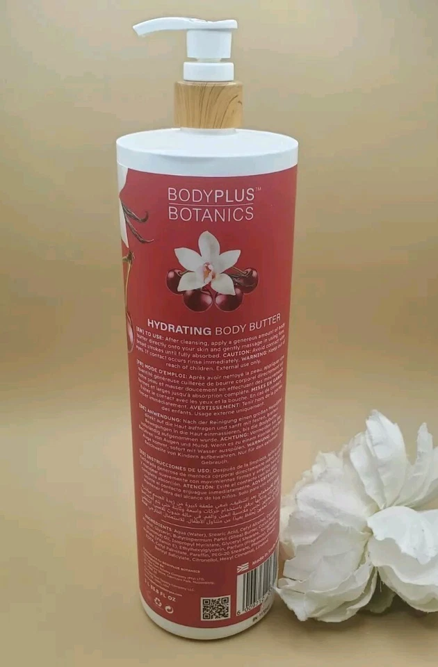 Manteca corporal hidratante BodyPlus Botanics de vainilla, cereza y vitamina E 33,8 fl  Foto 4 de 4