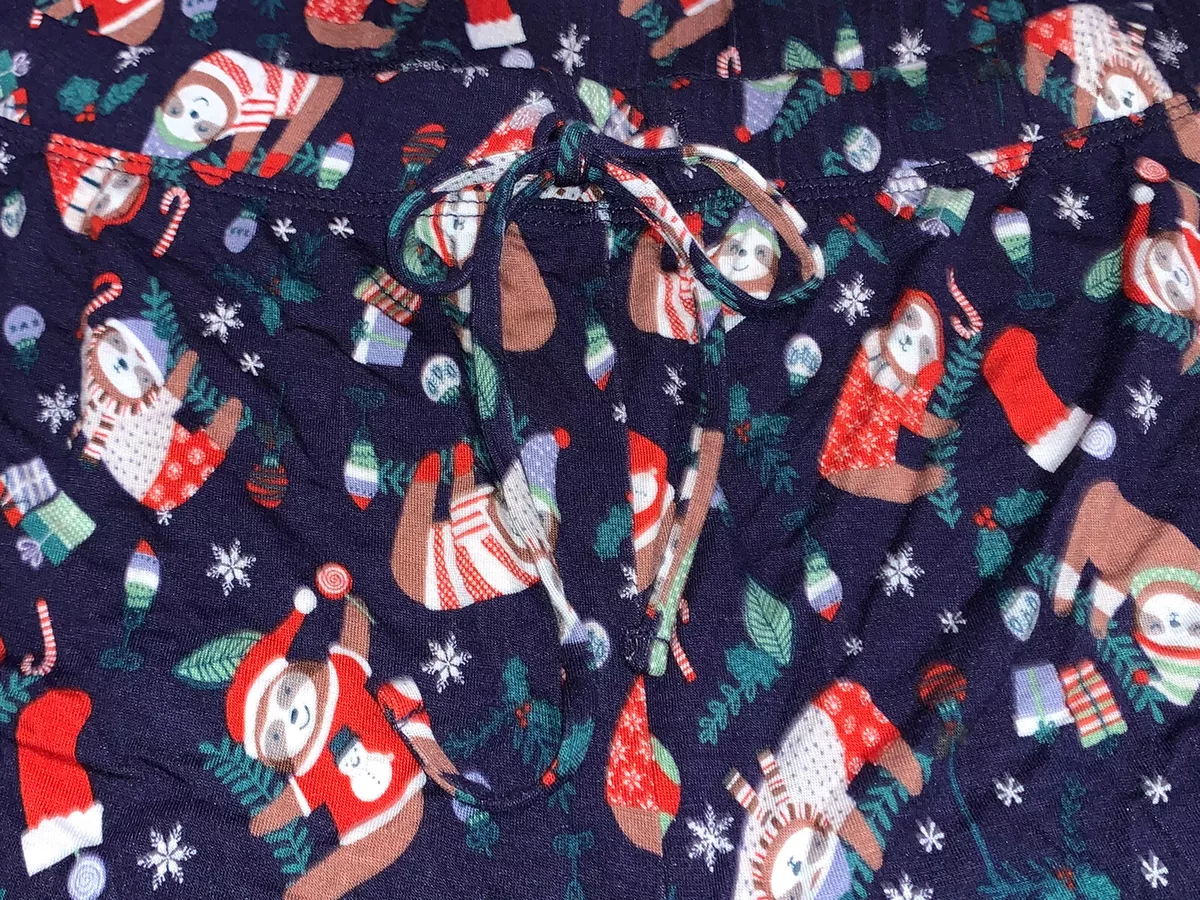 ISAAC MIZRAHI Pajamas Shorts Sleep Lounge Christmas Sloth Print