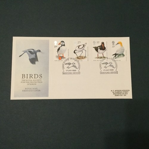 GB 1989 Birds FDC, Royal Mail Cover ,Bideford (Lundy Isls) H/S (FDC368~)