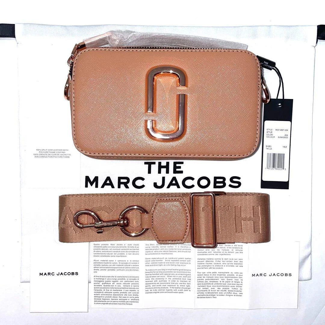 Marc Jacobs Snapshot Bag In Baby Pink And Red Leather With Polyurethane  Coating